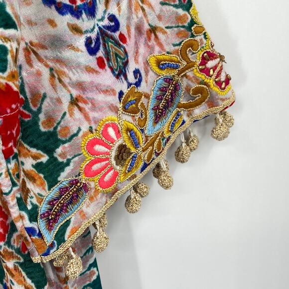 Soft Surroundings Ipanema Maxi Dress Embroidered Cover Up Colorful NEW Womens XS - Picture 8 of 10